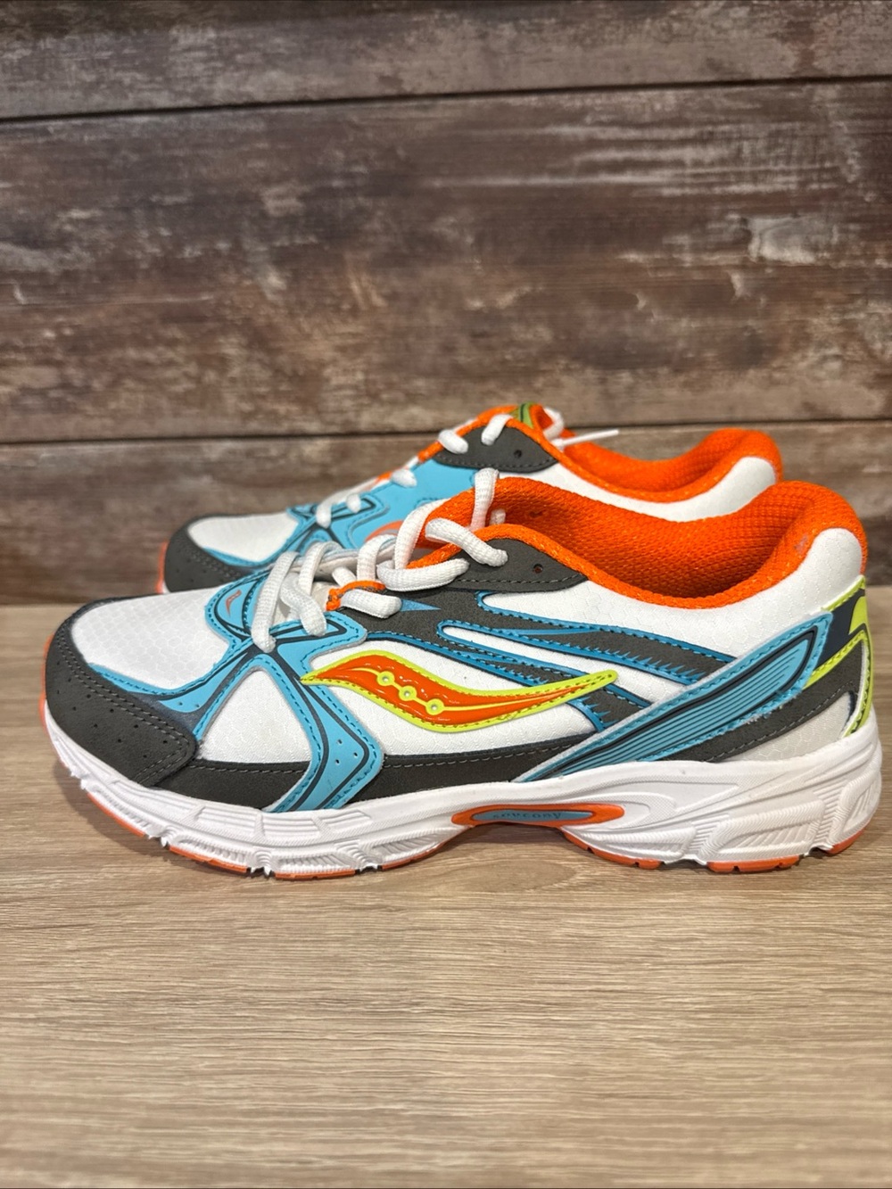 Saucony Kids White, Orange & Blue Athletic Sneakers